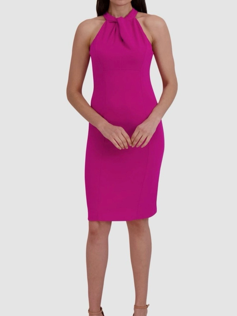 julia jordan Fuchsia Halter Midi Sheath Dress